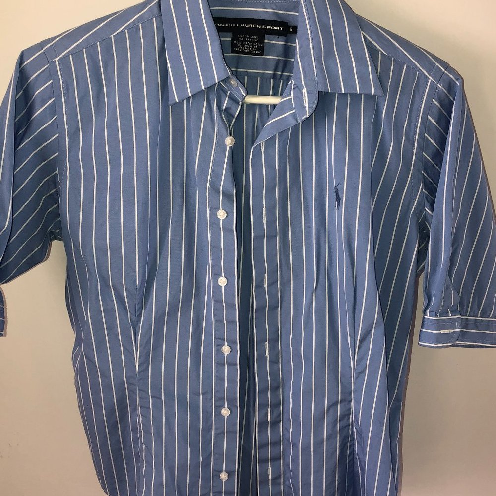 RALPH LAUREN SPORT striped blue blouse
